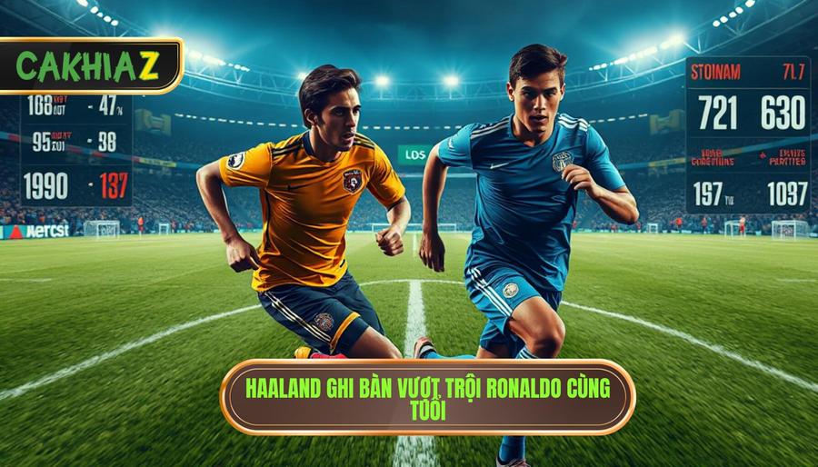 Haaland ghi bàn vượt trội Ronaldo cùng tuổi